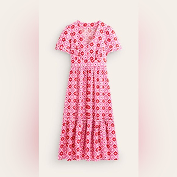 Boden Dresses & Skirts - Boden Eve Linen Midi Dress — Pockets — Pink Red White